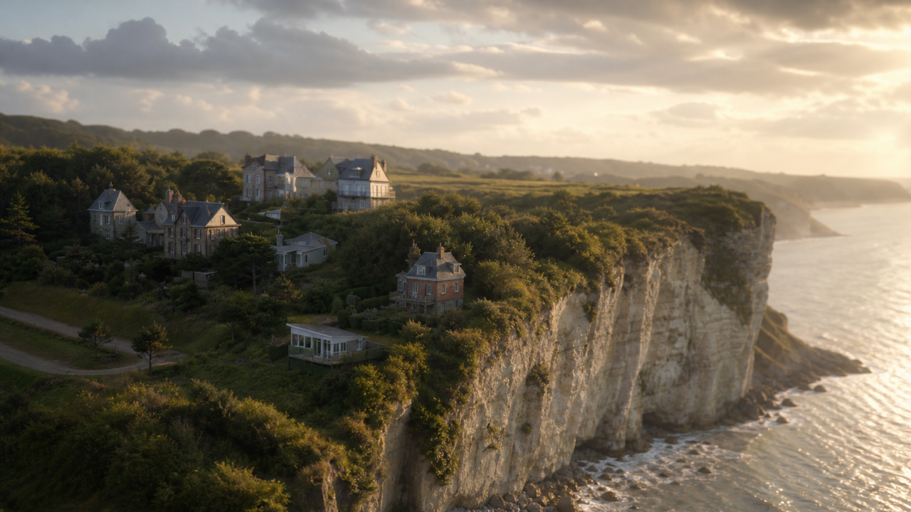 Maisons en bord de falaise et risque climatique
