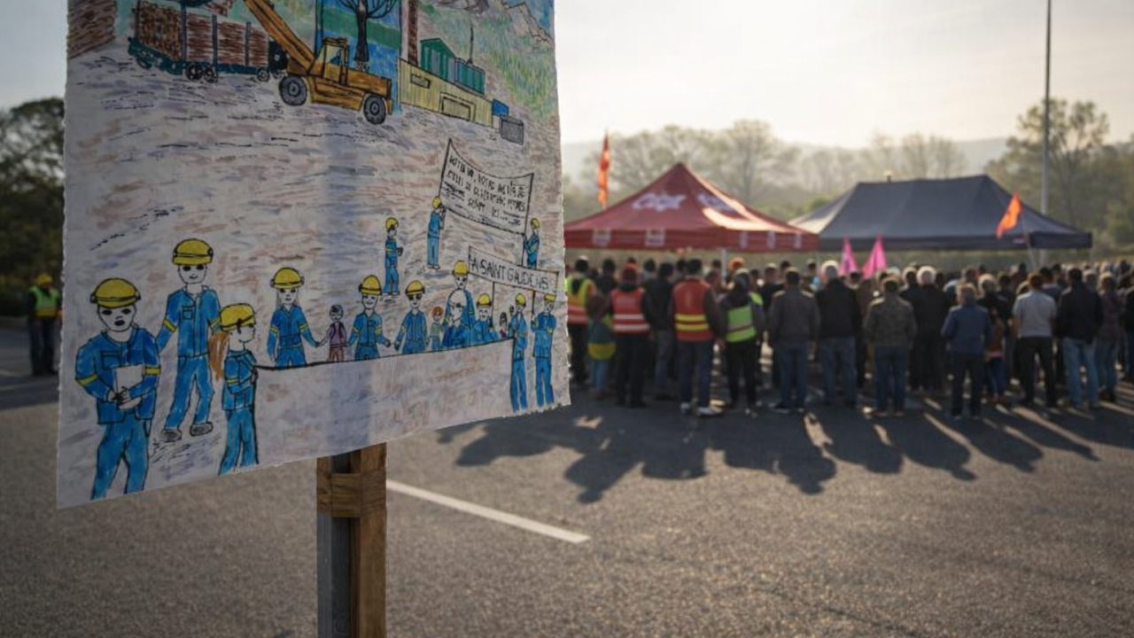 Industrial protest outside a factory