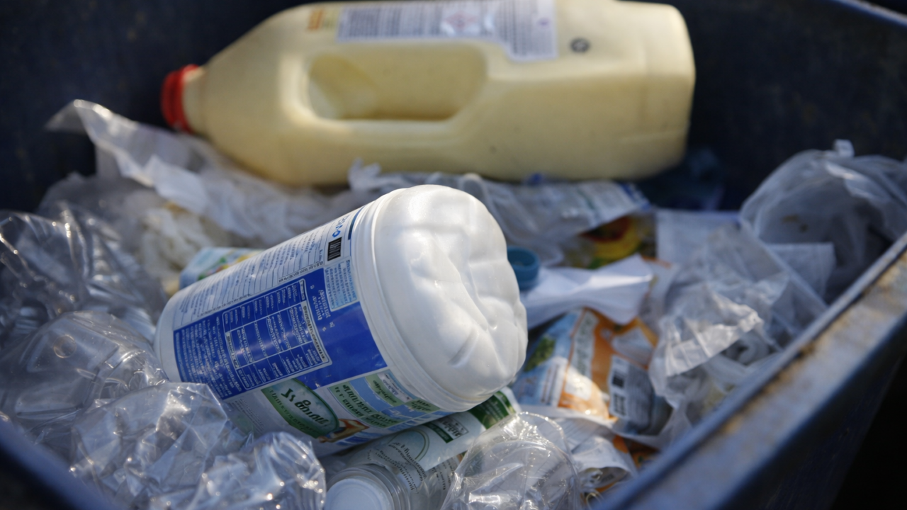 Plastic bottle recycling waste still life