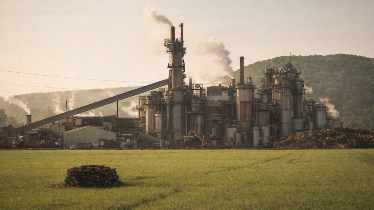 Pulp plant under industrial pressure