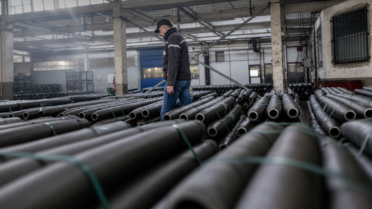 Defense industry supply tubes in warehouse