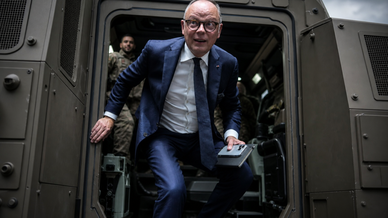 French defense official in armored vehicle