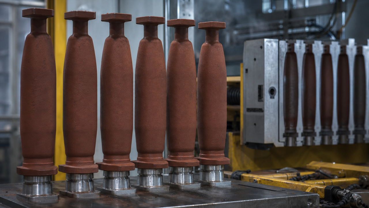 Industrial foundry casting line in factory