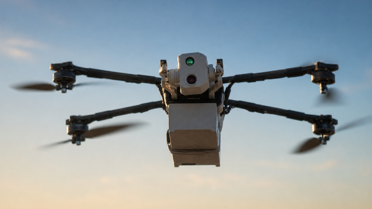 Drone de défense en vol