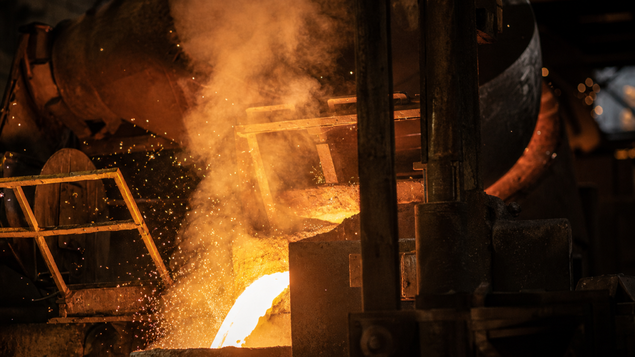Molten metal in a foundry