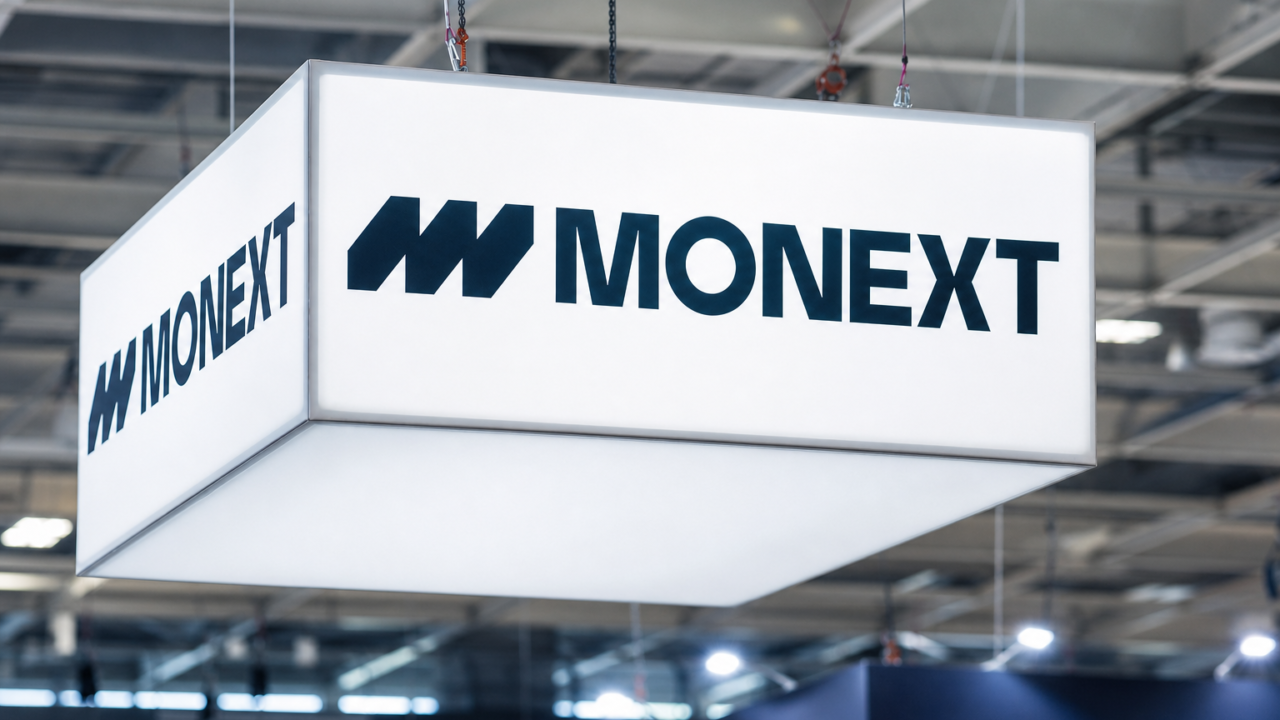 Monext booth sign at trade show