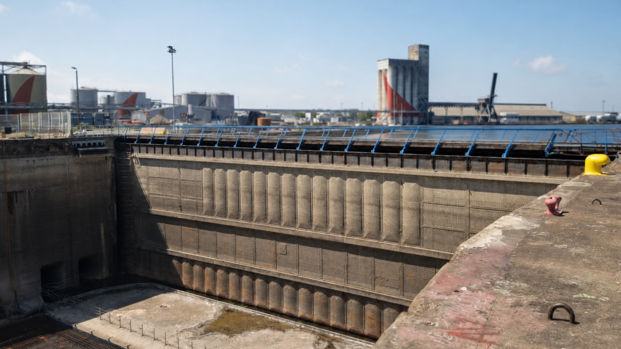 Saint-Nazaire port lock infrastructure