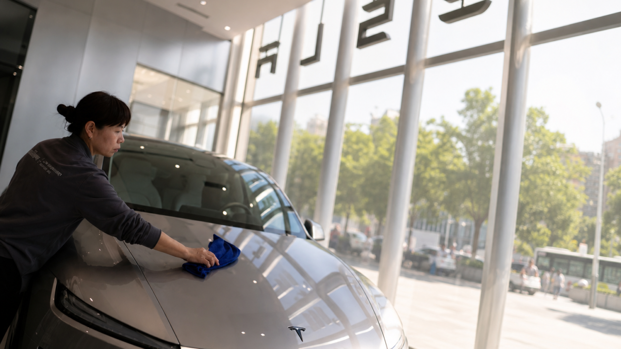 Tesla showroom in China, risk context