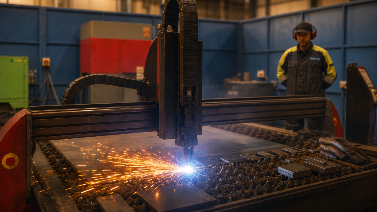 CNC cutting machine in industrial workshop
