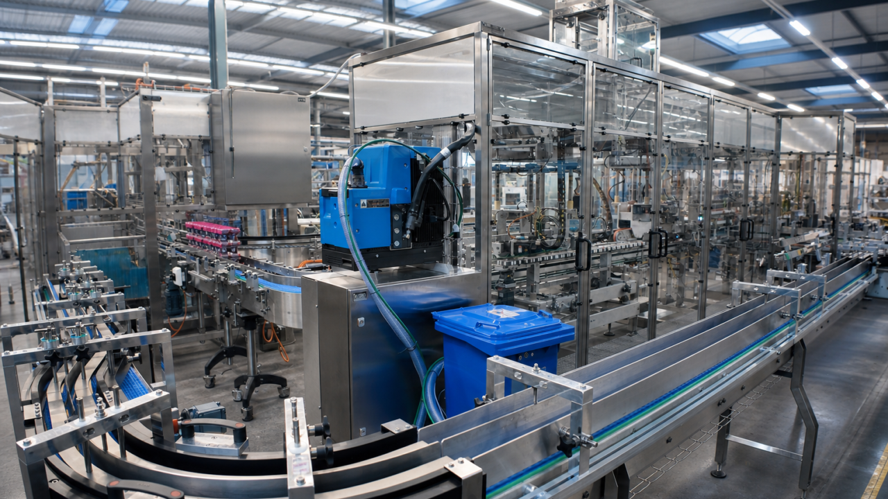 Industrial packaging automation line in factory
