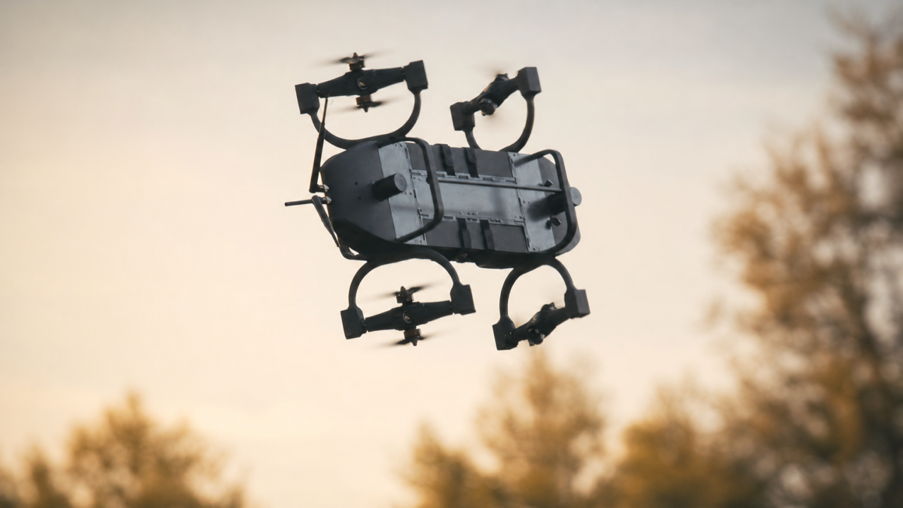 Drone omnidirectionnel en vol pour la défense
