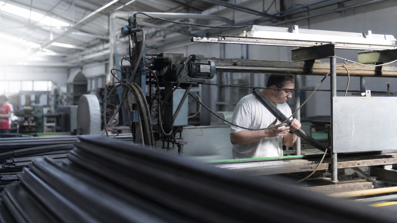 Industrial robotics equipment in a factory