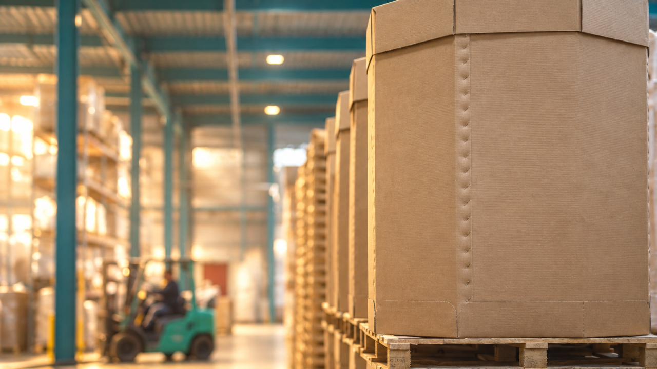 Industrial warehouse with palletized production materials