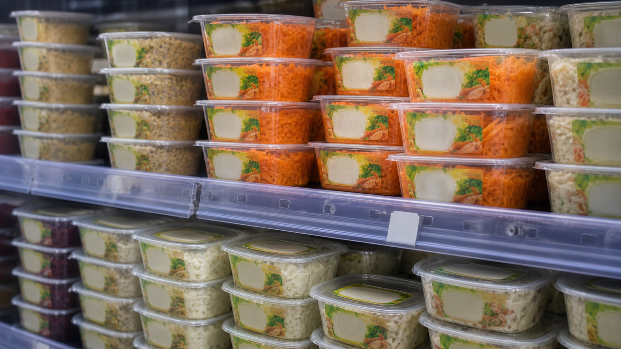 Rayon de légumes préparés en supermarché