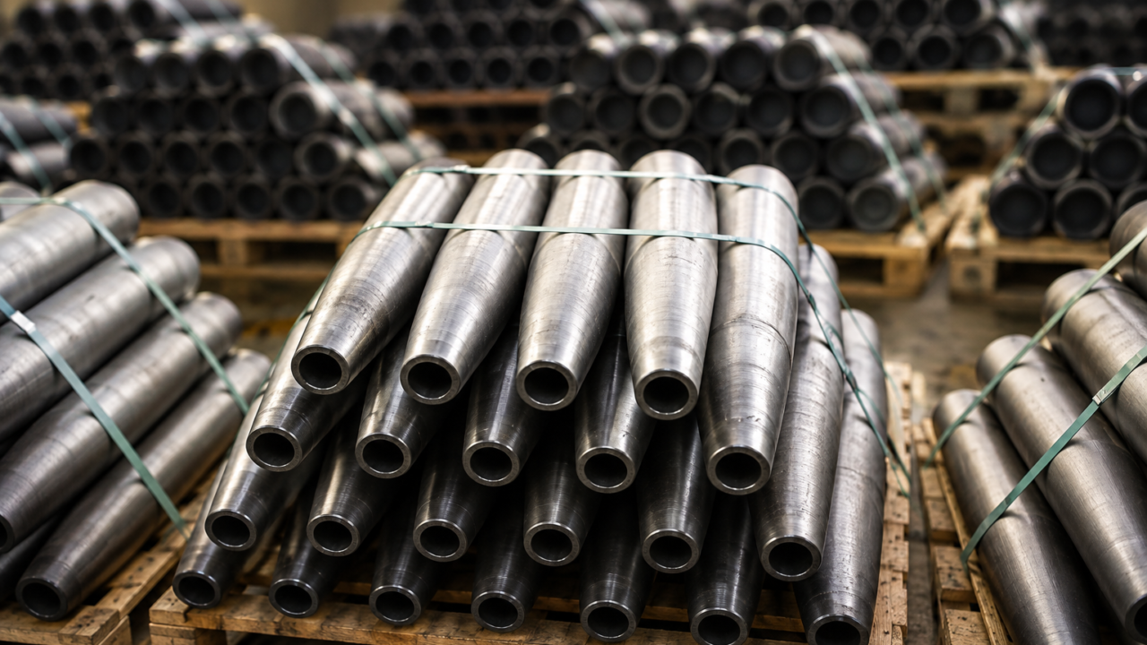 Composants en acier forgé empilés sur palettes