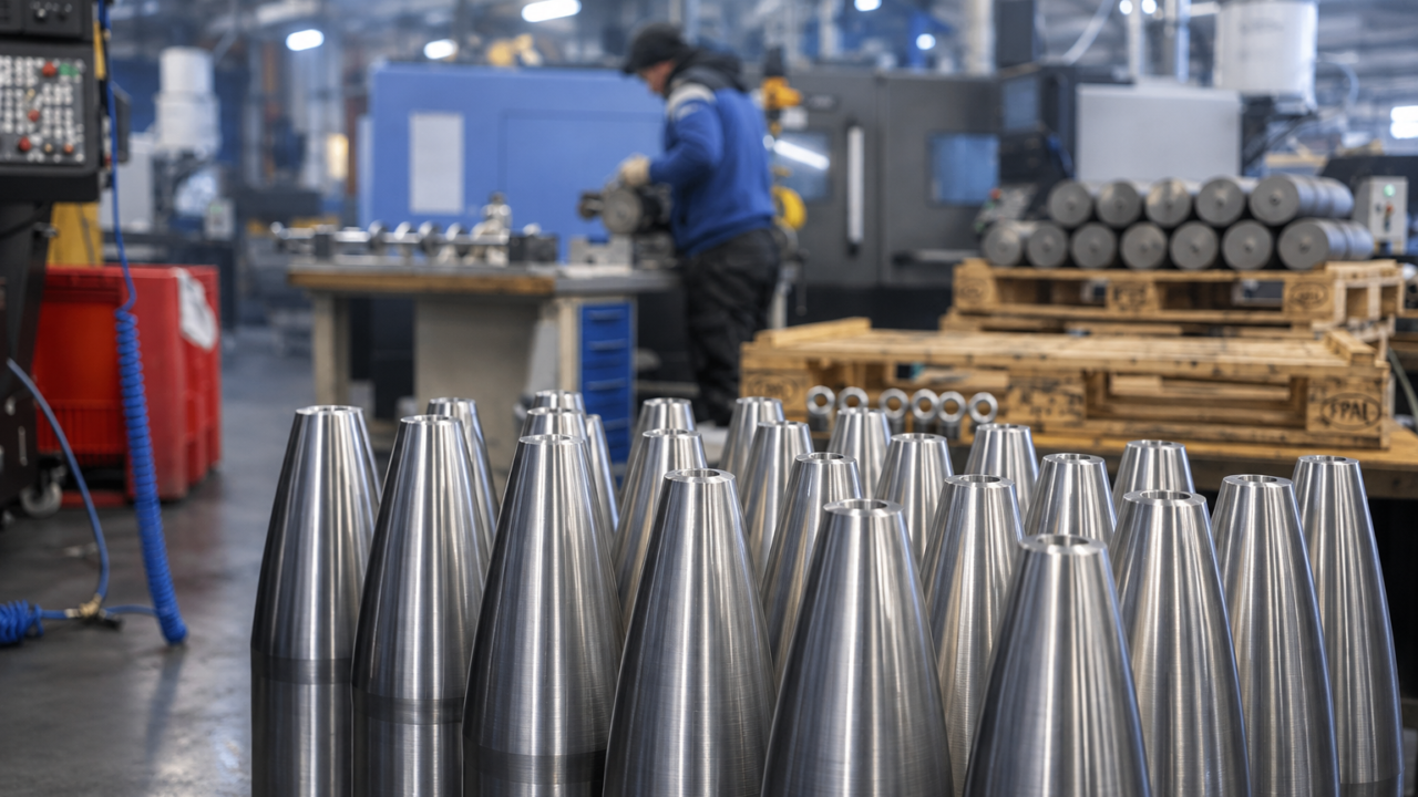 Metal components inside the Tarbes forging workshop